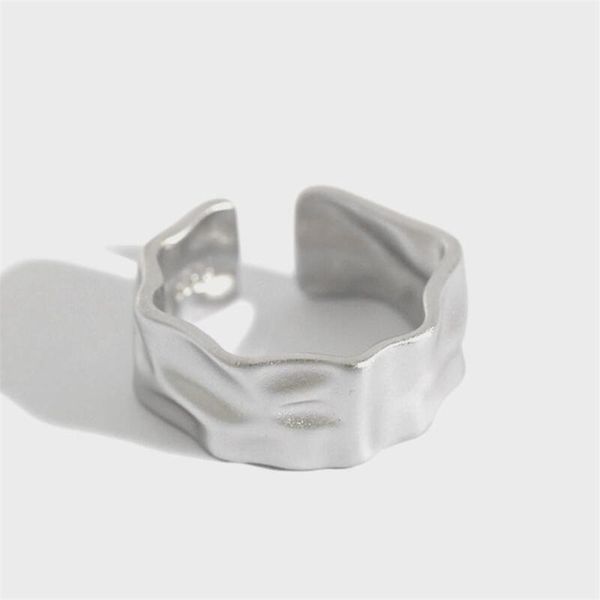 

cluster rings sole memory smooth wave 925 sterling silver female resizable opening sri675, Golden;silver