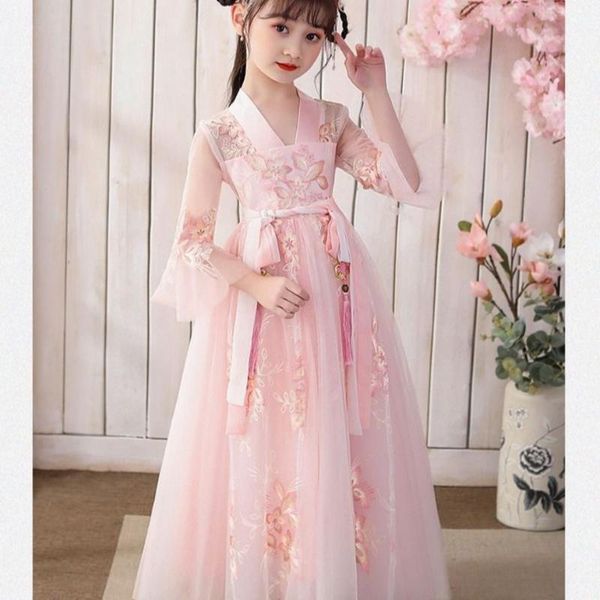 

girl's dresses 3-10-12 chinese girl hanfu dress cute children pography christmas retro ancient po shooting, Red;yellow