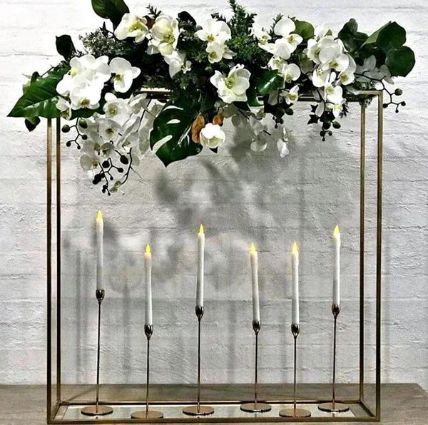 

100cm long wedding flower row centerpiece iron rack decoration birthday party cake dessert holder table metal plinths for event stage backdr