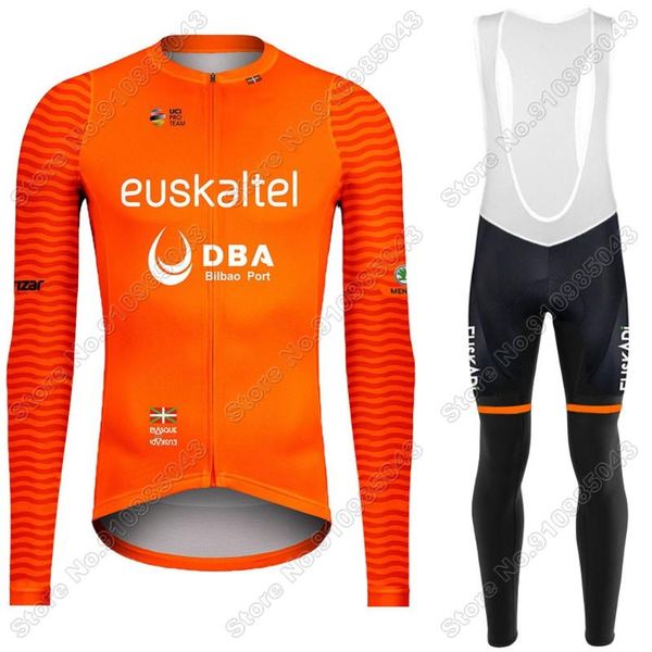 

set euskaltel dba euskadi men's 2021 summer cycling clothing long sleeve jersey road bike maillot pants bib racing sets, Black;blue