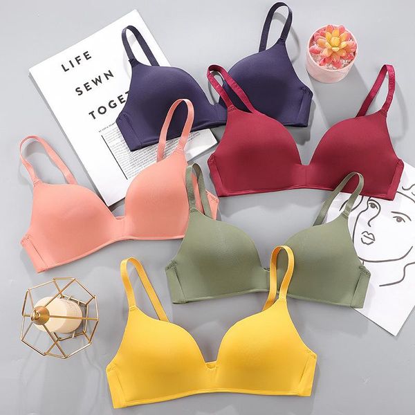 

bras 12 colors women seamless bra non wire black push up underwear girls students breathable thin bralette lingerie, Red;black