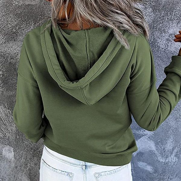 

women's hoodies & sweatshirts solid color autumn winter pocket loose 2021 drawstring casual full sleeve hooded pullovers, Black