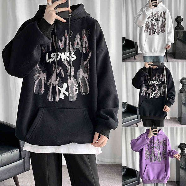 

luo yiyun sweater men's dark loose hoodie autumn new high street youth couple coat ins black 2xl