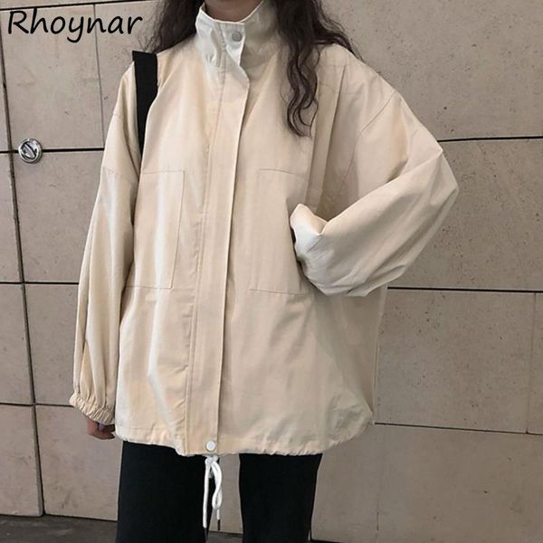 

women's jackets women stylish solid baggy autumn female coats all-match minimalist daily cozy ulzzang students tender bf design, Black;brown