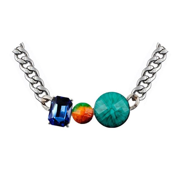 

chokers thick glass resin accessories choker chain necklace, Golden;silver