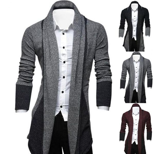 

men's sweaters 2021 spring youth sweater color korean long-sleeved shirt slim long cardigan mid-length jacket, White;black