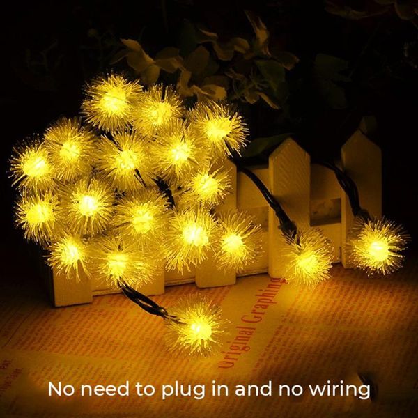 

strings christmas lights dandelion solar string hairy ball street garland festoon for home waterproof holiday decoration lamp