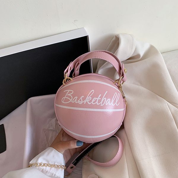 

small personality basketball hand bag fashion women chains handbag creative letter shoulder messenger bag female mini round tote