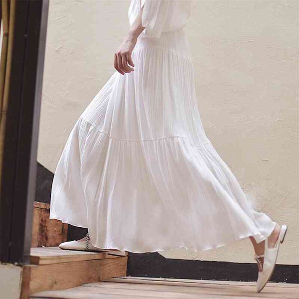 

summer autumn plus size women skirt m-7xl elastic waist pleated solid color ankle-length patchwork promotions lady sweet, Black
