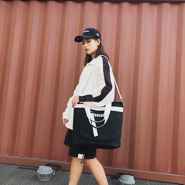 

2021 new korean style student handheld canvas bag japanese large capacity bag tote bag womens crossbody shoulder