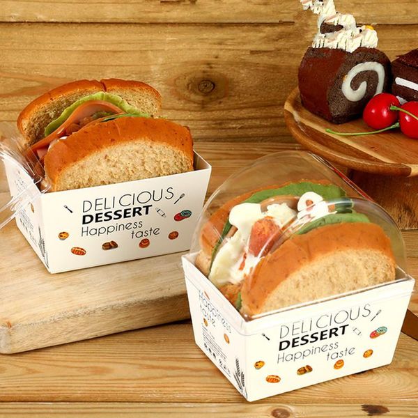 

disposable cups & straws 50pcs net red sandwich packaging box thick egg burnt toast pastry paper carton burger takeaway boxes