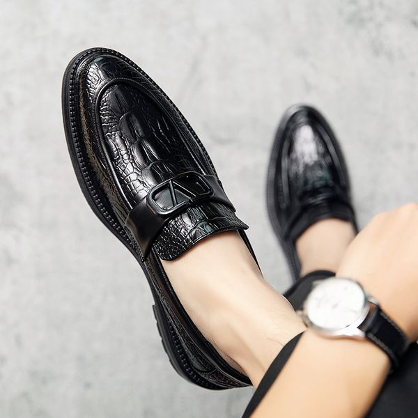 

men shoes outdoors lace up pu leather spring autumn banquet simplicity round toe fat comfortable classic sapatos para hombre solid loafers d, Black