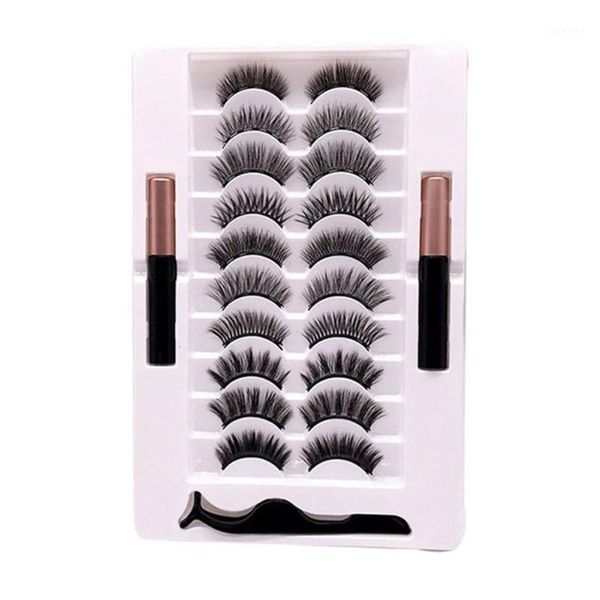 

natural magnetic eyelashes set with waterproof liquid lashes false eyeliner mink makeup 3d and tweezer q3p31