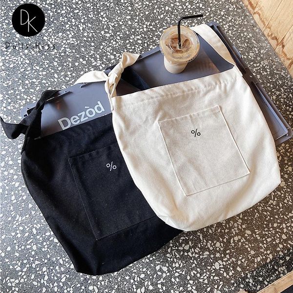 

evening bags women canvas shopping bag ladies simple% embroidery bow shoulder strap handbag female large casual crossbody student bookbag
