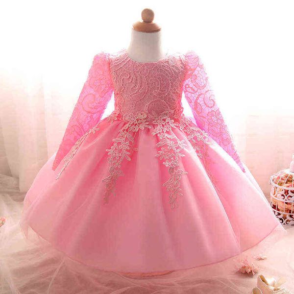 2021 Lolita tre quarti Baby Girl Dress Evening Party Bow Ball Gown Princess Dress Birthday Party Dress Abbigliamento per bambini L8812XZ G1129