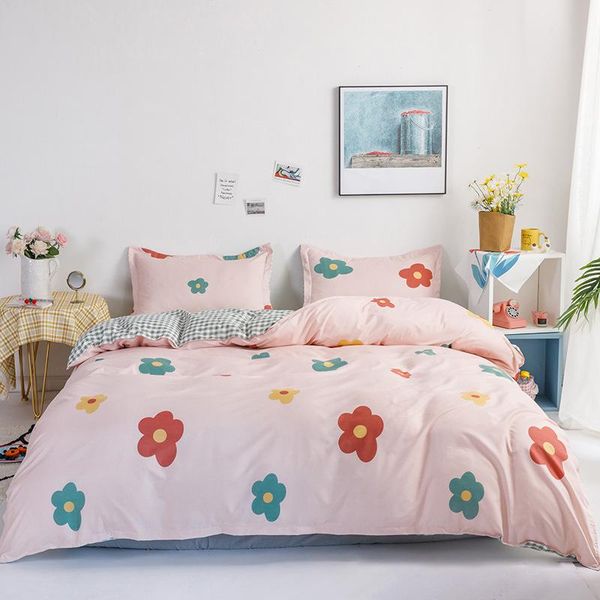 

bedding sets duvet cover set 4 pieces pink flower pattern simple style bedclothes include bed sheet pillowcase for kids/oceania