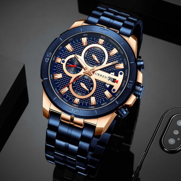 Curren бизнес мужские часы роскошный бренд из нержавеющей стали наручные часы хронограф армия военные кварцевые часы Relogio Masculino Q0524