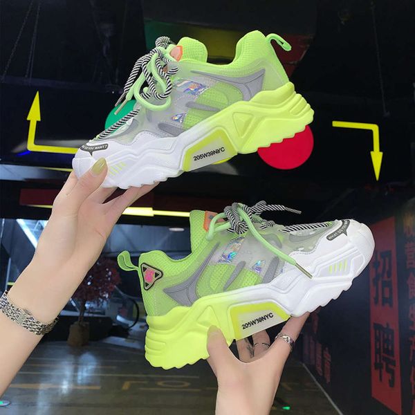 

casual shoes new breathable thick soled leisure sports net shoes in spring and summer 2021 qgxh, Black