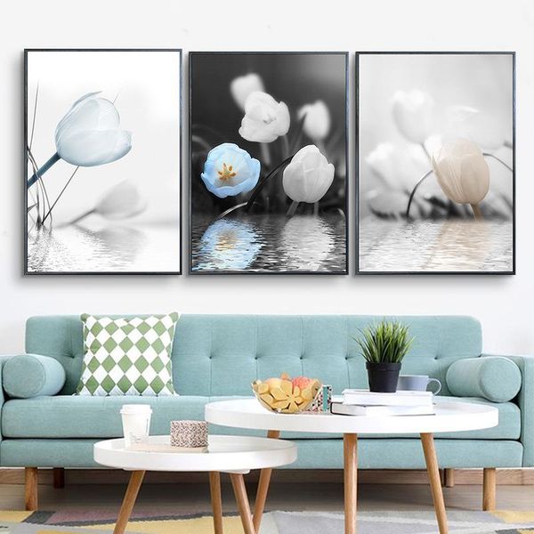 

paintings modern canvas painting posters and prints elegant blue tulips nordic wall art pictures for living room home decoration