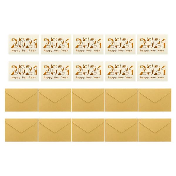 

greeting cards 10pcs gold gilding with envelopes year blessing message