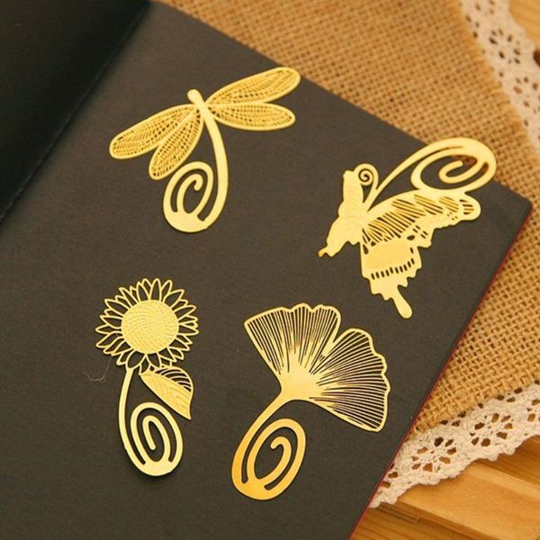 Markmark Antique Butterfly Dragonfly Bookmarks Mini Kawaii Gold Metal Paper Clip Statioenry Korean