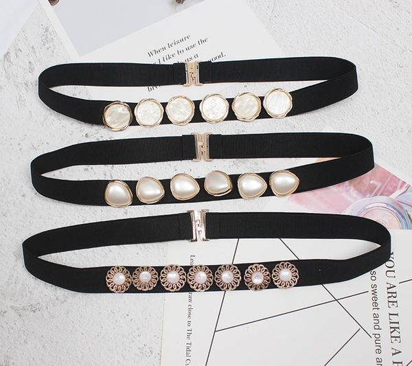 

belts stylish spring/summer minimalist elastic metallic waist chain with loose gold belt women's fine decorative dress, Black;brown