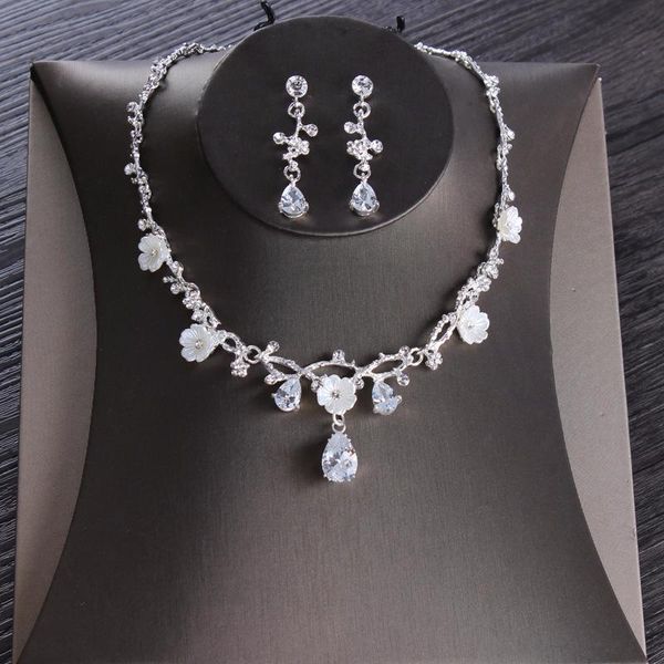 

earrings & necklace wedding jewelry sets for bride fashion women crystal birthday party girls african set, Silver