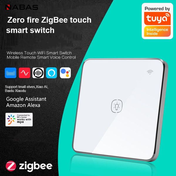 

smart home control nabas tuya tempered glass touch switch power supply zigbee led panel wall lamp 1/2/3/4 gang interruttore