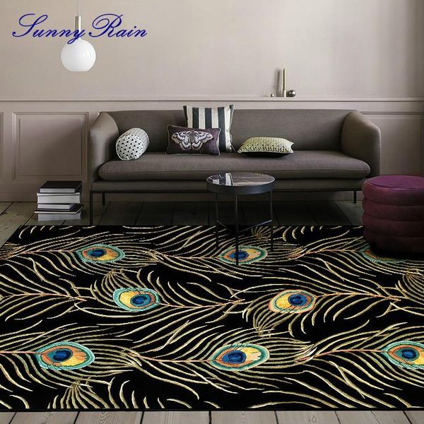 

sunnyrain 1-piece fleece printed peacock feathers area rug for living room bedroom carpet kitchen carpets