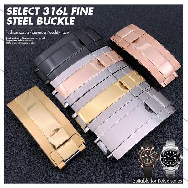 

watch bands 16*9mm steel buckle black gold rose clasp for men, Black;brown