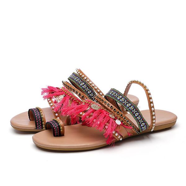 

sandals women's espadrille for summer beach tassel leather shoes wedding, Black