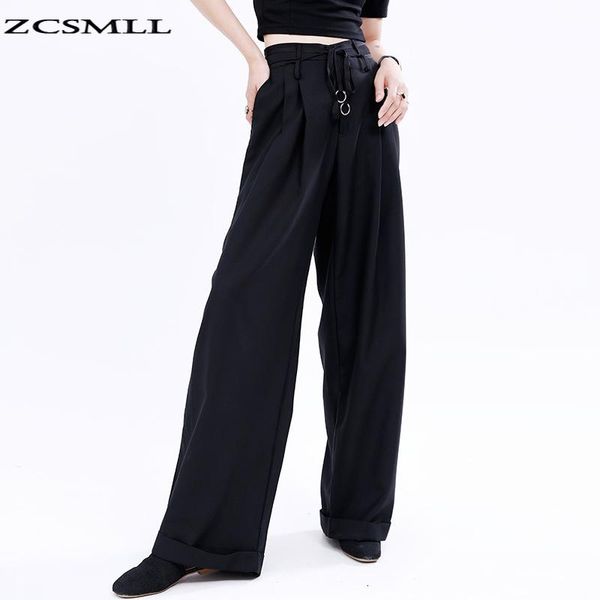 

plus size black loose pantsall-match high-waist wide-leg pants women's trousers pantalones mujer cintura alta harajuku & capris, Black;white