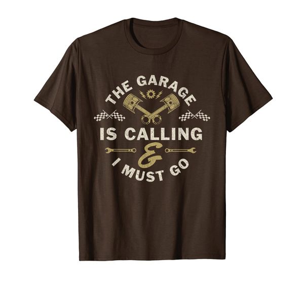 

the garage is calling and i must go mechanic t shirt, White;black