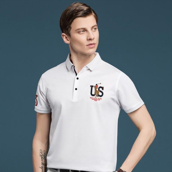 

jnittdon summer solid color embroidery men polos shirt 823, White;black