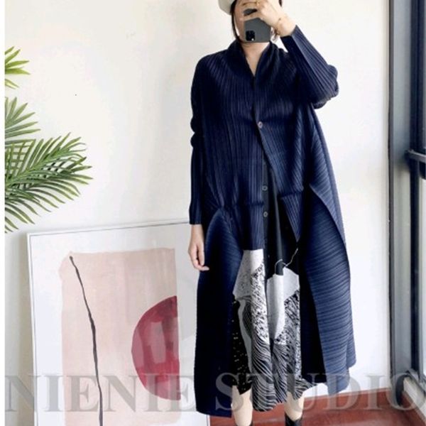 

coats miyake alternative personality unique fold irregular coat, Tan;black