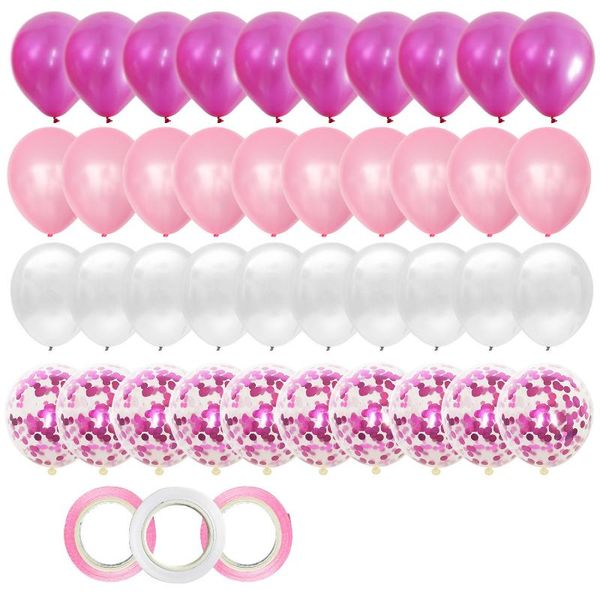 

party decoration 40pcs/set 12inch pink latex confetti air balloons baby shower girl kids wedding birthday babyshower