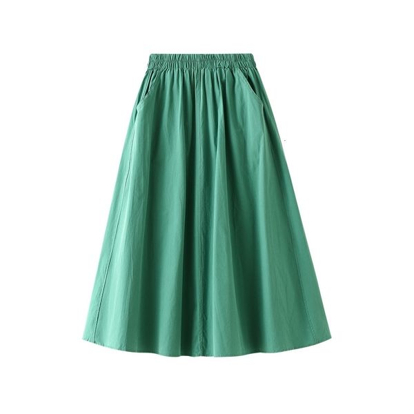 

skirts women summer a-line solid colorlong stretch high waist side pocket white long femme faldas jupe saia 80g2, Black