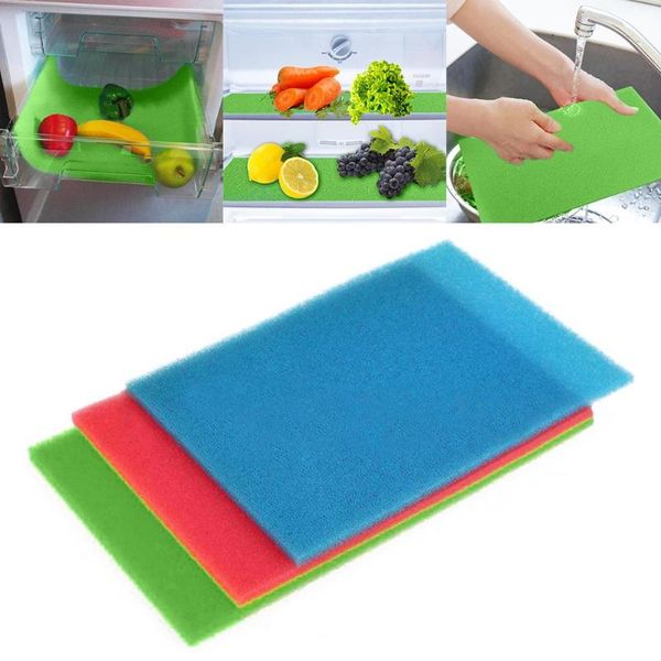 

4pcs vegetable fruit fresh keeping mats refrigerator drawer sponge pads &
