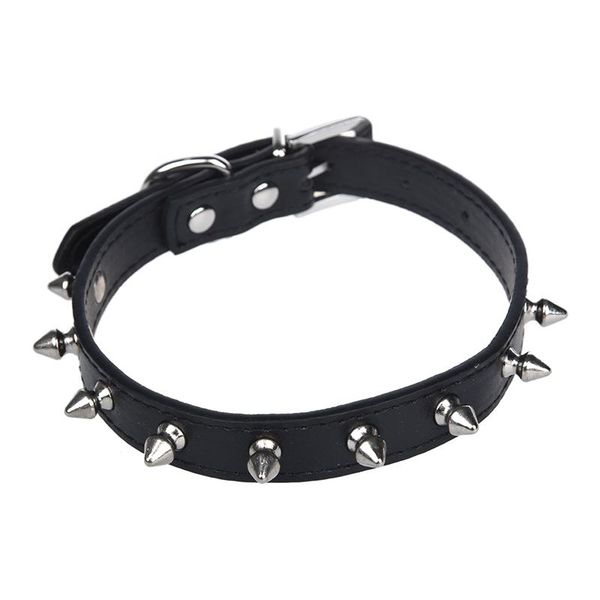 

dog collars studded collar pu leather black size m & leashes