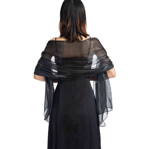 

elegant women silky iridescent scarf wrap stole shawl for wedding bridal bridesmaids evening wear prom and parties chal y1108, Blue;gray