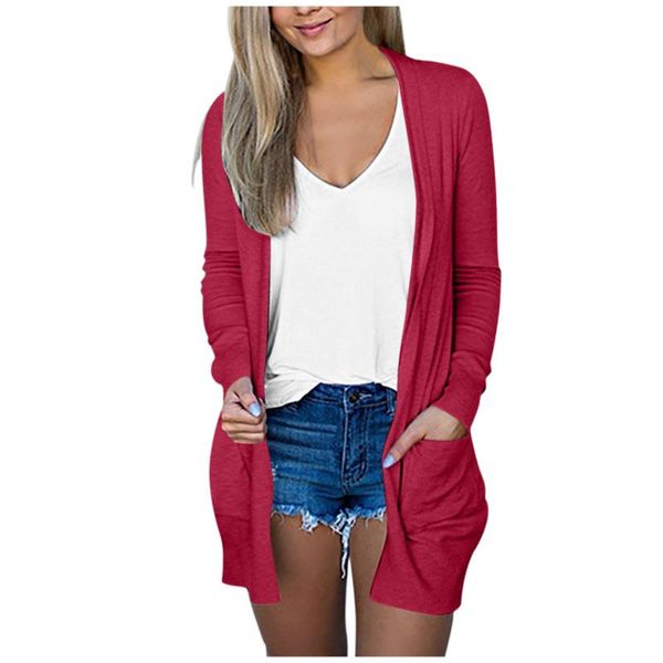 

women's blouses & shirts solid women cardigans long sleeve loose mid length knittwear casual sweater cardigan female thin knitted coat, White