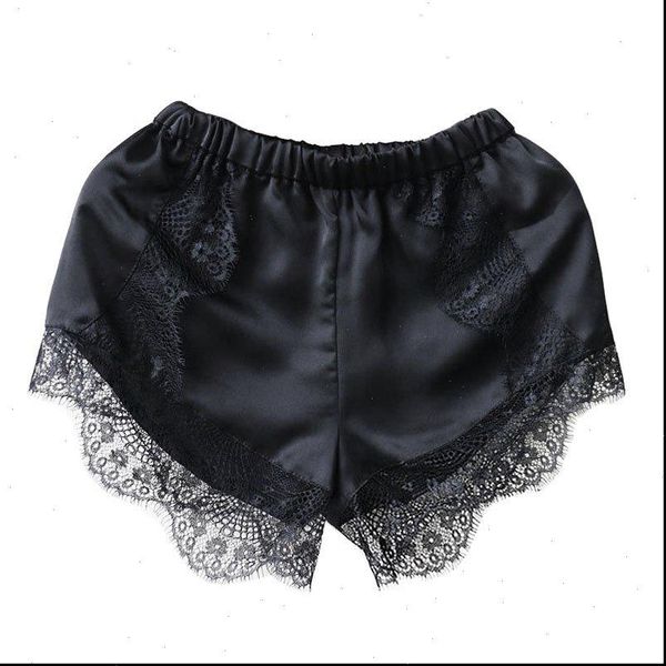 

1pcs womens short shorts tracksuit hollow satin lace women casual summer high waist feminino solid black white color, White;black