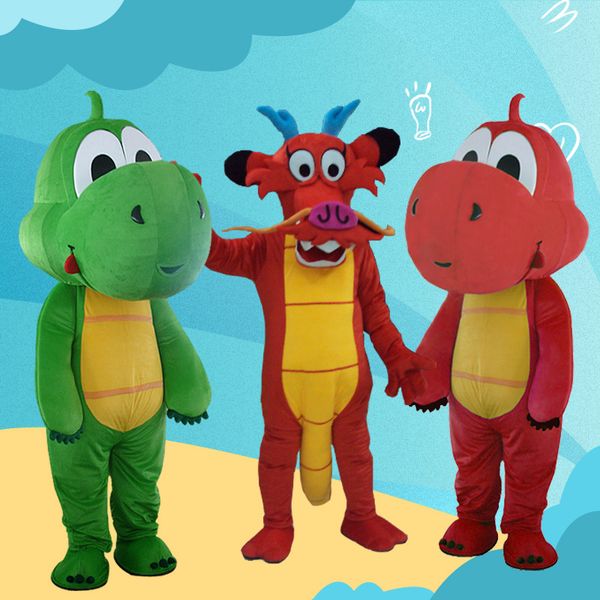 

mascot costumes red dragon green dragon dinosaur mascot costume fancy costume mascotte for adults gift for halloween carnival party, Red;yellow