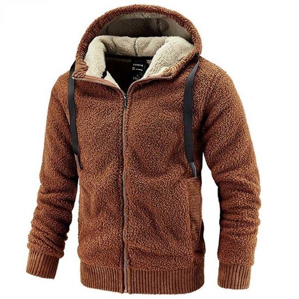 

men's fleece jacket hooded large size winter parka men windbreakers thick warm anorak husband autumn black fur coat male 211206