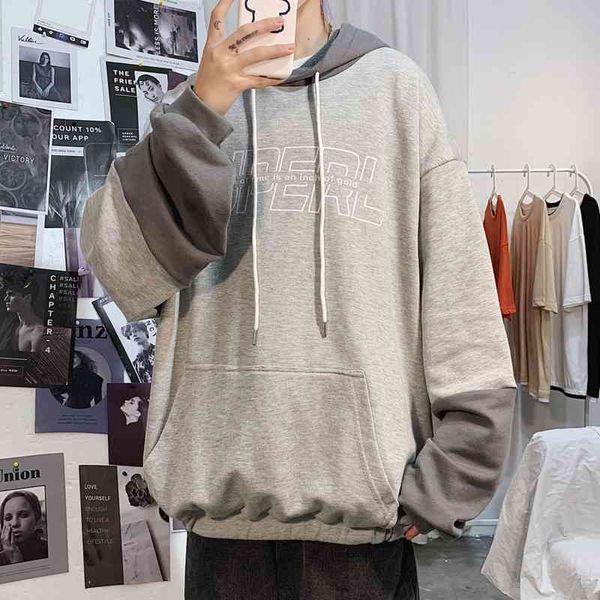 

men's t-shirts autumn hoodies fashion letter hooded sweatshirt men streetwear wild loose hip-hop pullover hoodie mens hoody m-5xl, White;black