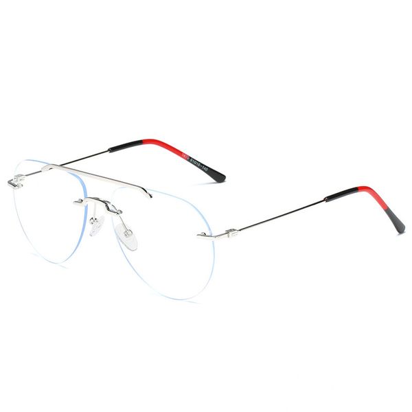 2021 Occhiali da sole senza montatura personalità Montatura per occhiali anti-blu sottile a specchio piatto con montatura grande da donna