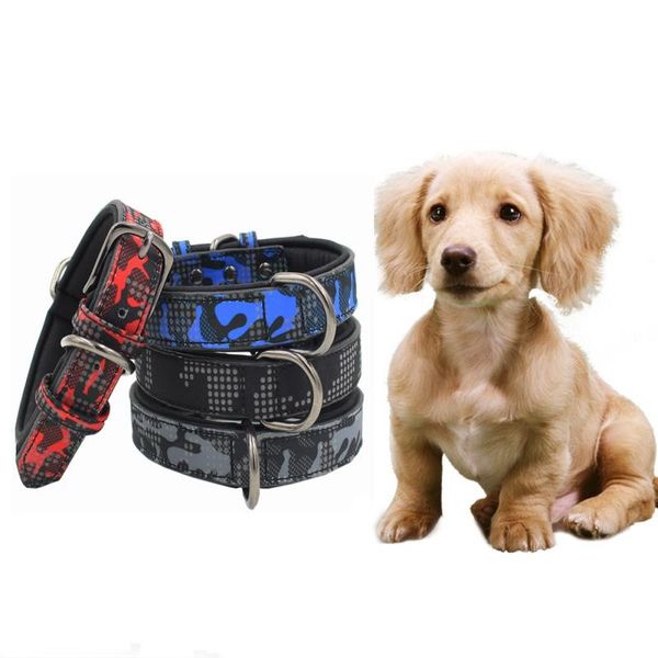 

dog collars & leashes reflective collar fashion camouflage adjustable pet for small medium dogs no pull supplies