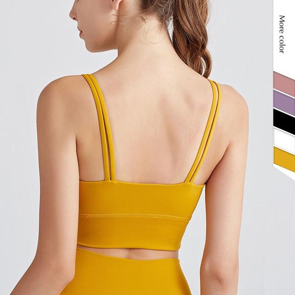 

fitness-training elastic padded gym run skeep double thin shoulder straps solid color breathable yoga sport bra women cs-39 outfit
