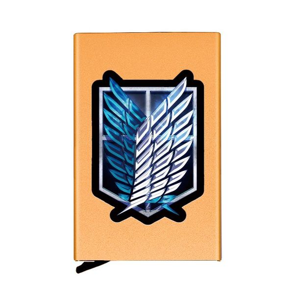 

card holders fashion attack on titan metal holder aluminum travel id case box, Brown;gray