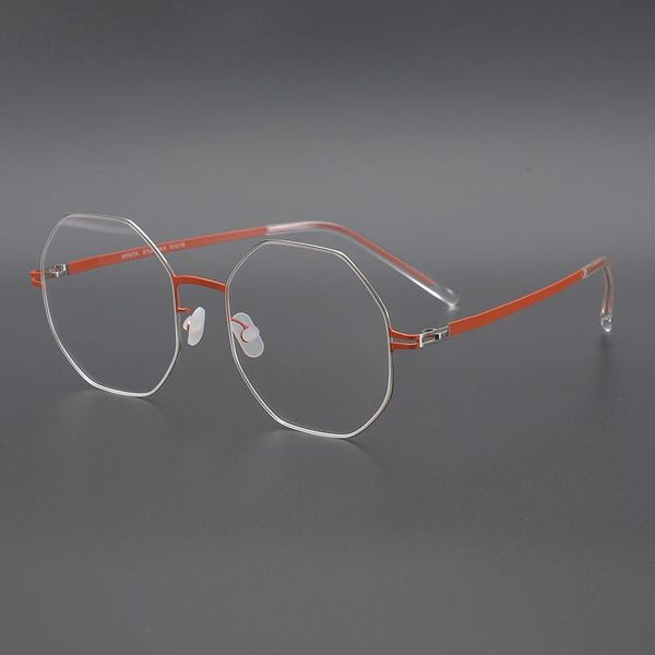 

fashion sunglasses frames ultralight titanium polygonal glasses frame for men's and women's large size optical prescription eyegla, Black